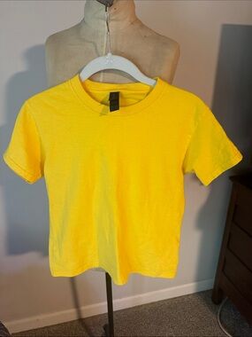 Lemon Sunshine Yellow Golden 100% Cotton Crewneck T-Shirt Small